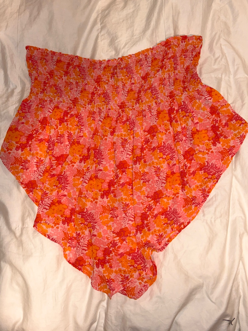 wild fable Pink and Orange Floral Smocked Tube Top